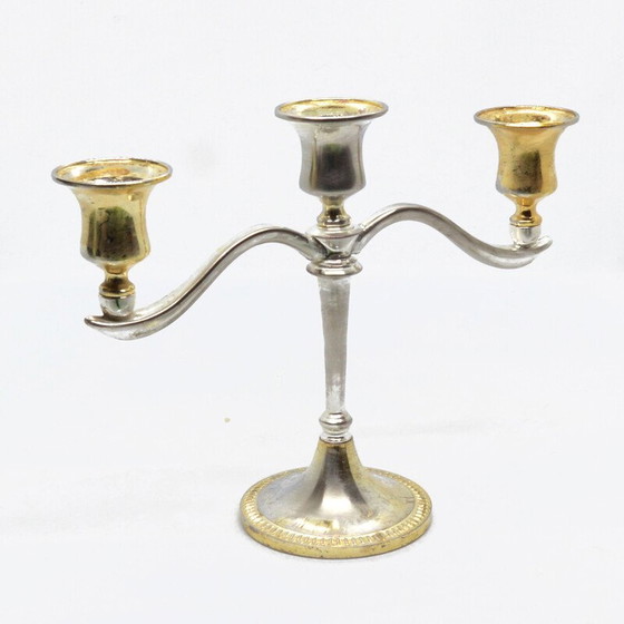 Image 1 of Vintage three-branched plated candlestick