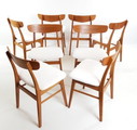 8 chaises danoises vintage farstrup | nouvellement tapissées blanc cassé