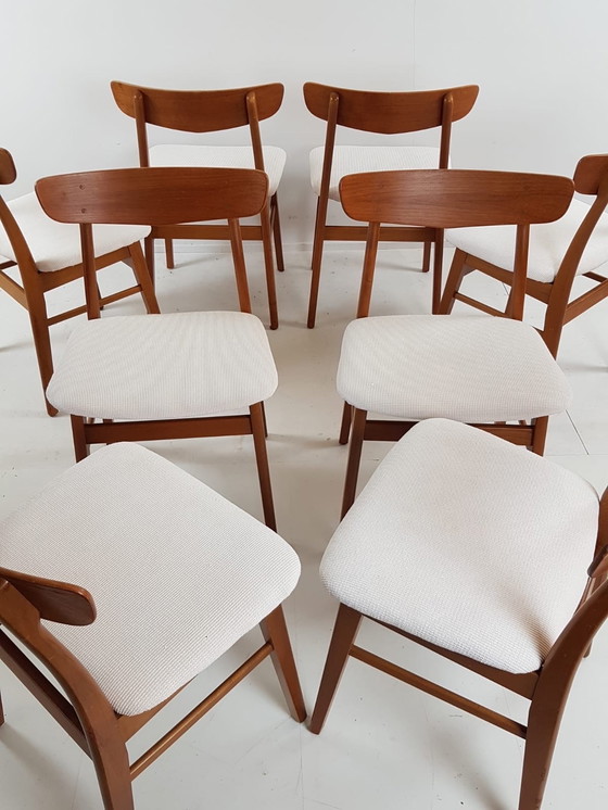 Image 1 of 8 Danish vintage farstrup chairs | newly upholstered off-white