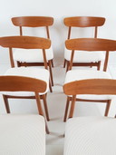 8 chaises danoises vintage farstrup | nouvellement tapissées blanc cassé