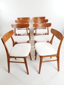 8 chaises danoises vintage farstrup | nouvellement tapissées blanc cassé