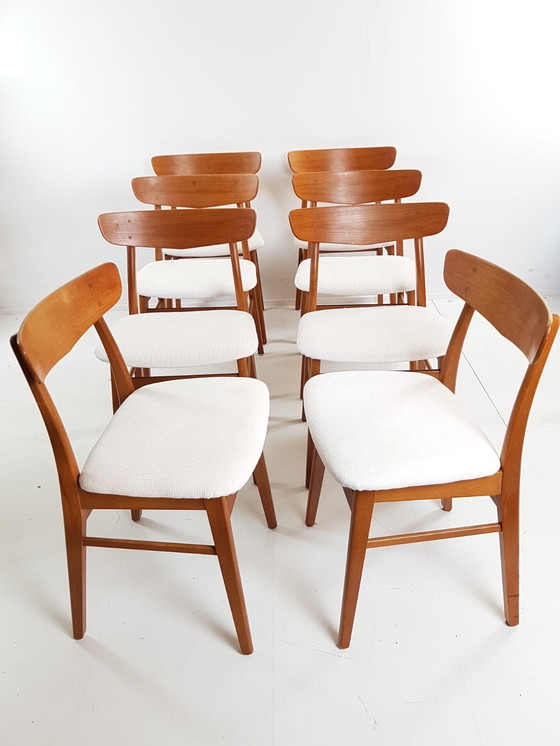 Image 1 of 8 Danish vintage farstrup chairs | newly upholstered off-white