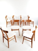 8 chaises danoises vintage farstrup | nouvellement tapissées blanc cassé