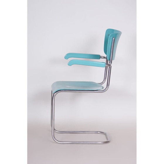 Image 1 of Vintage blue Bauhaus chair with armrets, 1930s