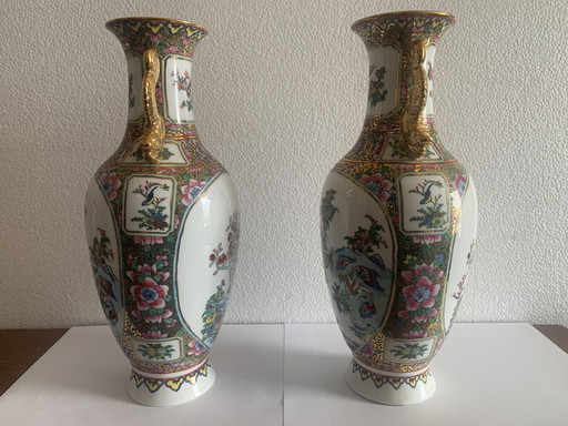 Chinese Ceramic Vase Green Family