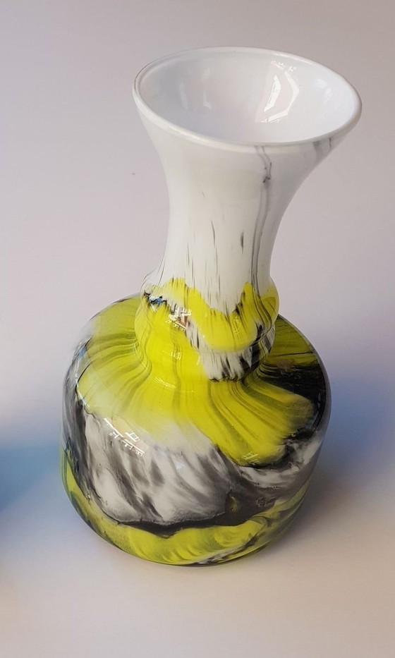 Image 1 of 2X Italian Glass Vases From Opalina Fiorentina, 1960S