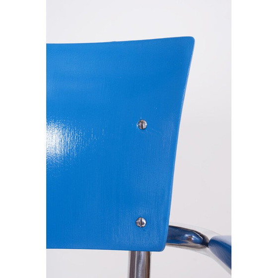 Image 1 of Set of 4 vintage armchairs in beech plywood and chrome-plated steel by Mart Stam, Germany 1930