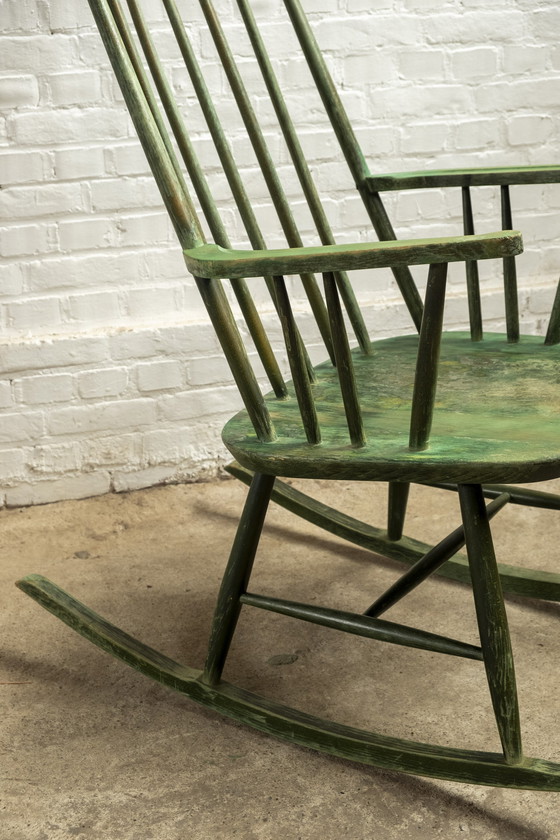 Image 1 of Green rocking chair by Ilmari Tapiovaara for Asko, 1950s