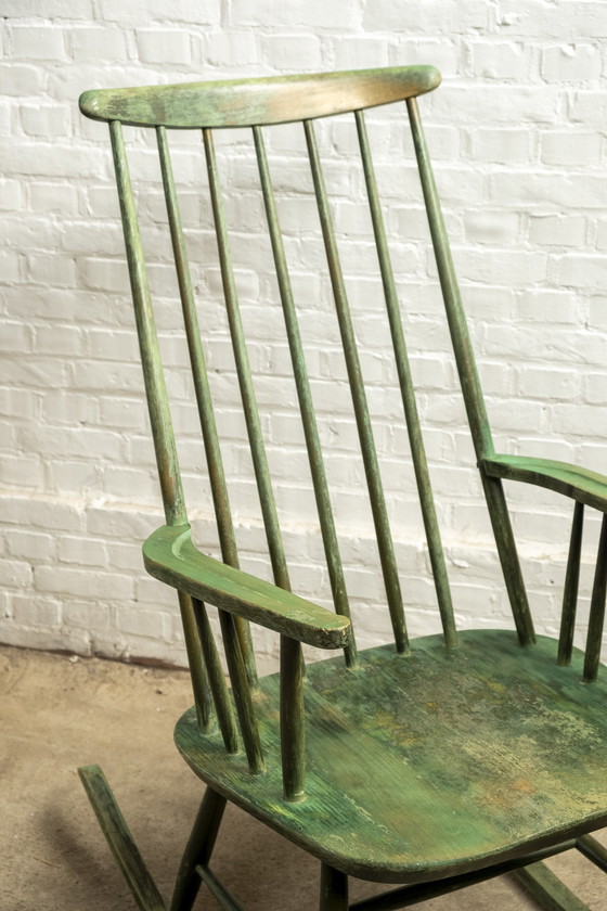 Image 1 of Green rocking chair by Ilmari Tapiovaara for Asko, 1950s