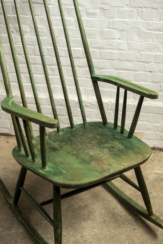 Image 1 of Green rocking chair by Ilmari Tapiovaara for Asko, 1950s