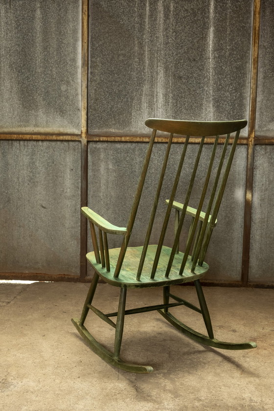 Image 1 of Green rocking chair by Ilmari Tapiovaara for Asko, 1950s