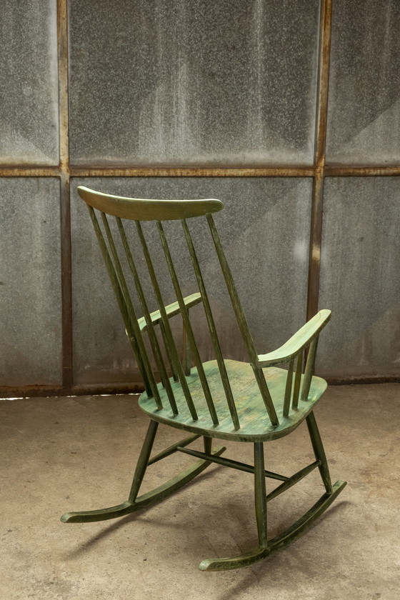 Image 1 of Green rocking chair by Ilmari Tapiovaara for Asko, 1950s