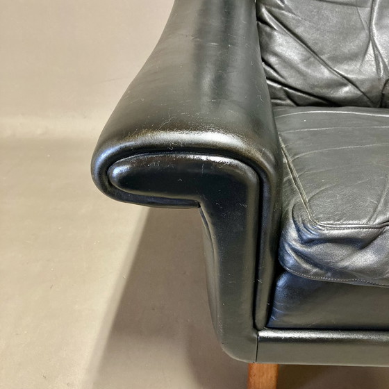 Image 1 of Aage Christiansen Scandinavian Design Armchair Black Leather 1950.