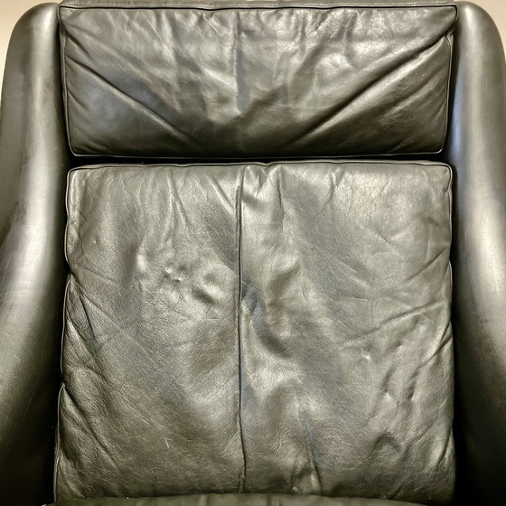 Image 1 of Aage Christiansen Scandinavian Design Armchair Black Leather 1950.