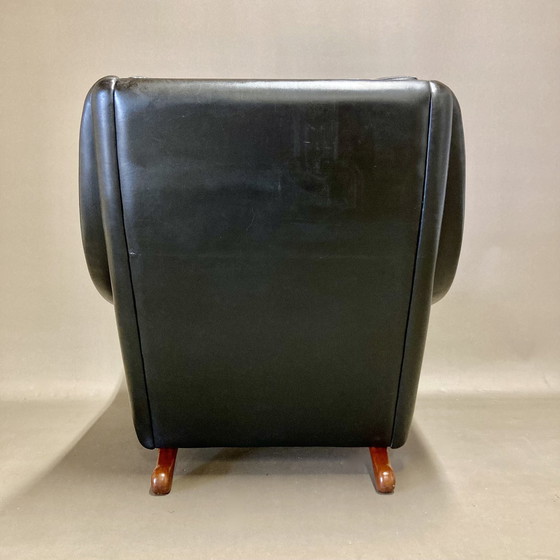 Image 1 of Aage Christiansen Scandinavian Design Armchair Black Leather 1950.