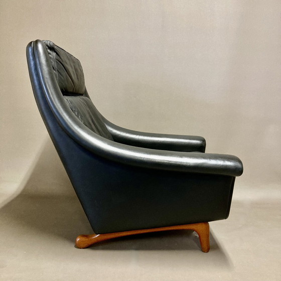 Image 1 of Aage Christiansen Scandinavian Design Armchair Black Leather 1950.