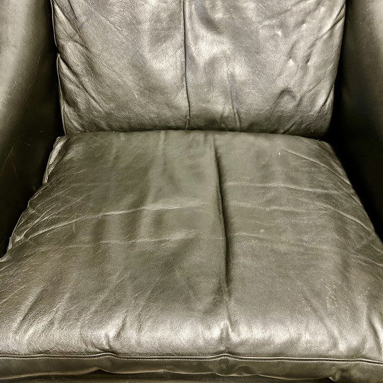 Image 1 of Aage Christiansen Scandinavian Design Armchair Black Leather 1950.