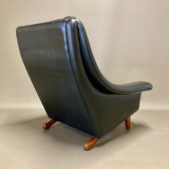Image 1 of Aage Christiansen Scandinavian Design Armchair Black Leather 1950.