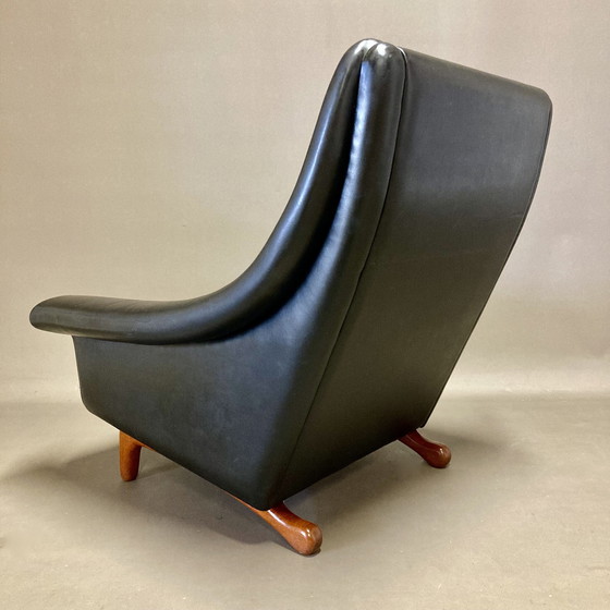 Image 1 of Aage Christiansen Scandinavian Design Armchair Black Leather 1950.