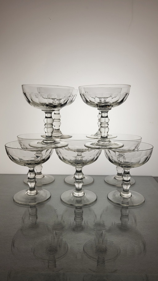 10 Champagne Cups In Blown Glass From the 19th Century