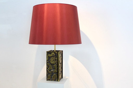 brutalist metal sculptured table lamp