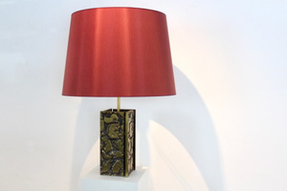 Image 1 of brutalist metal sculptured table lamp