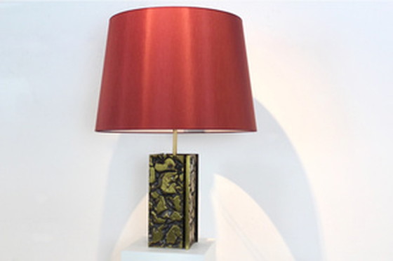 Image 1 of brutalist metal sculptured table lamp