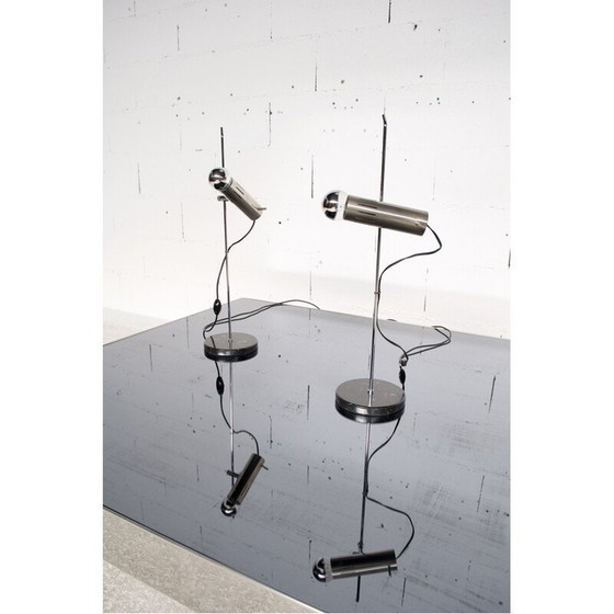 Image 1 of Pair of vintage lamps model A4 in steel and marble by Alain Richard, 1950