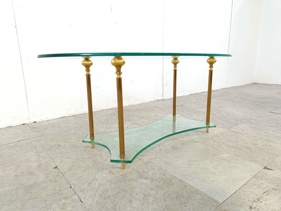 Image 1 of Tavolino da caffè vintage in ottone e vetro