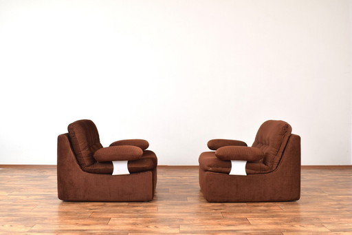 Mid-Century German Corduroy Lounge Chairs, Set Of 2