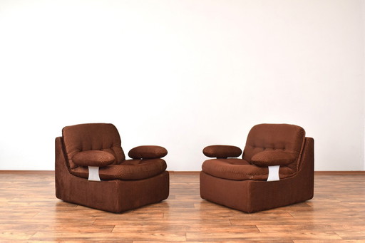 Mid-Century German Corduroy Lounge Chairs, Set Of 2