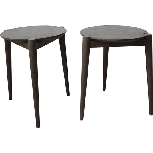 Pair of vintage stools model J160 by Lundgaard Weigelt for Fdb Møbler, Denmark