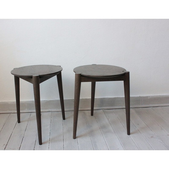 Image 1 of Pair of vintage stools model J160 by Lundgaard Weigelt for Fdb Møbler, Denmark