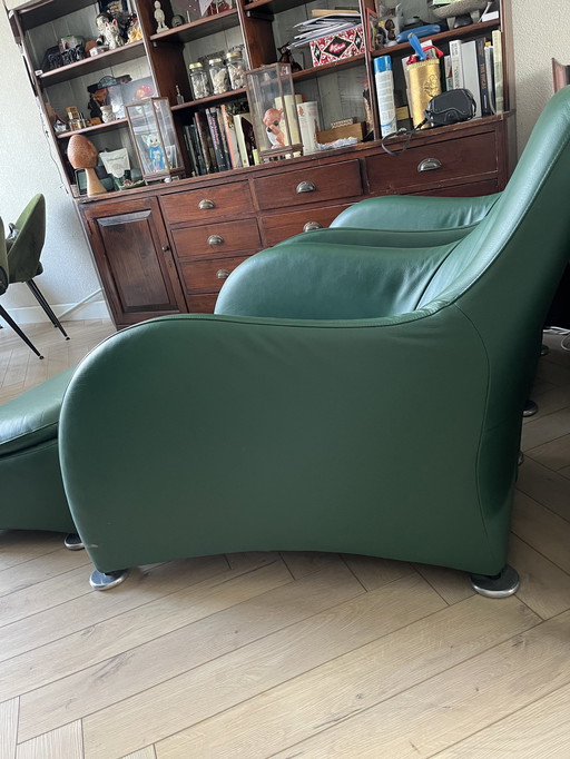 Montis Loge Armchairs With 1 Footstool Dark Green