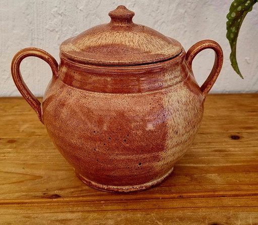 Antique Stoneware Pot With Lid