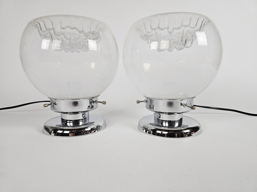 Murano - Mazegga - Carlo Nason - table lamps (2) set - glass - chrome - 60's