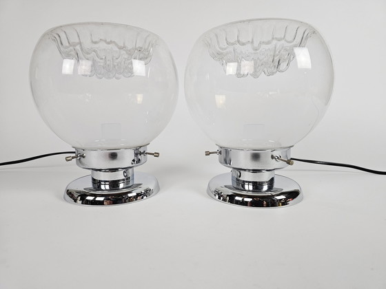 Image 1 of Murano - Mazegga - Carlo Nason - set de lampes de table (2) - verre - chrome - 60's