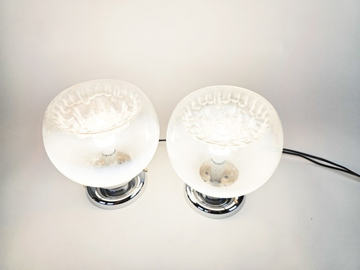 Murano - Mazegga - Carlo Nason - set de lampes de table (2) - verre - chrome - 60's