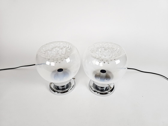 Image 1 of Murano - Mazegga - Carlo Nason - set de lampes de table (2) - verre - chrome - 60's