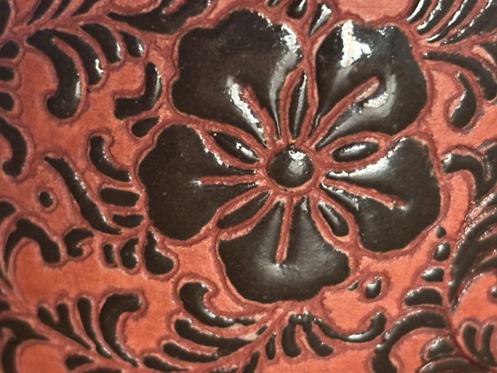 Image 1 of Black&Red "Viet Nam Dona - 68" Vase With Flower Design