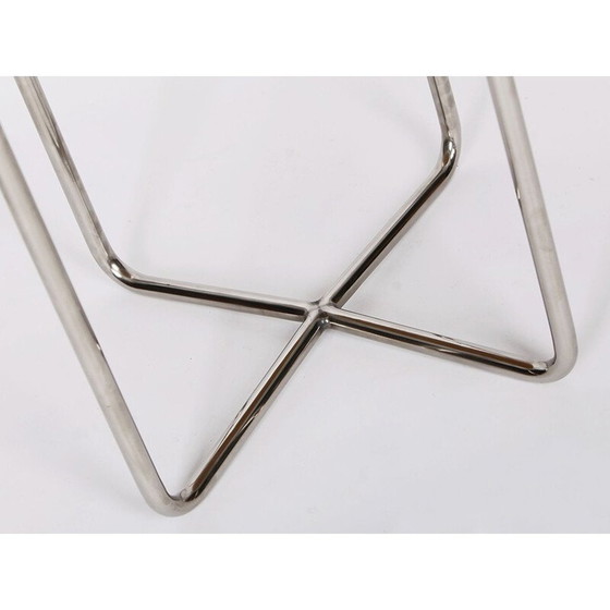 Image 1 of Pair of vintage tables with 2 chairs in nickel-plated steel, Czech Republic 1930