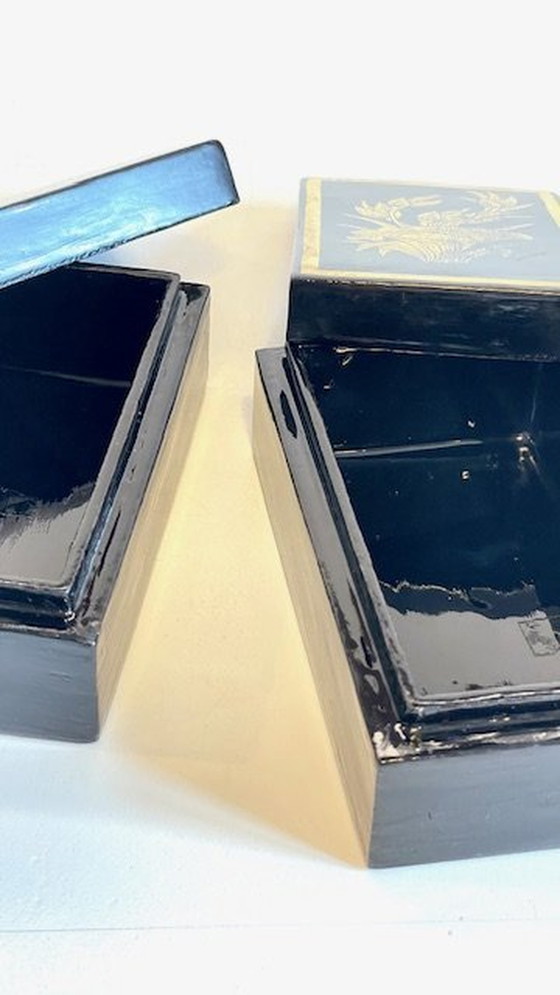 Image 1 of Vintage Lacquered And Gilded Wooden Boxes