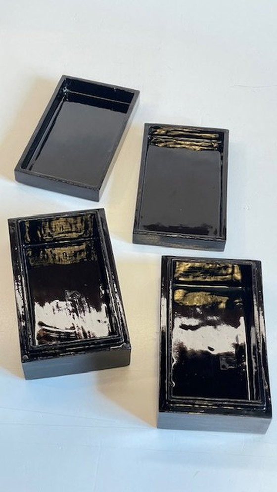 Image 1 of Vintage Lacquered And Gilded Wooden Boxes
