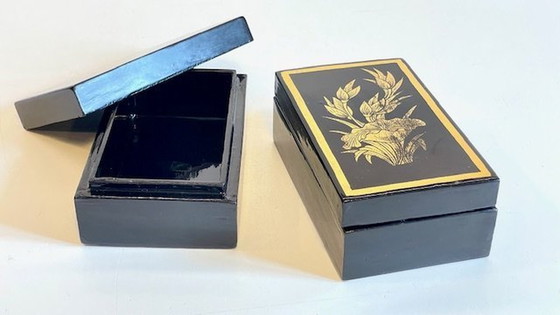 Image 1 of Vintage Lacquered And Gilded Wooden Boxes