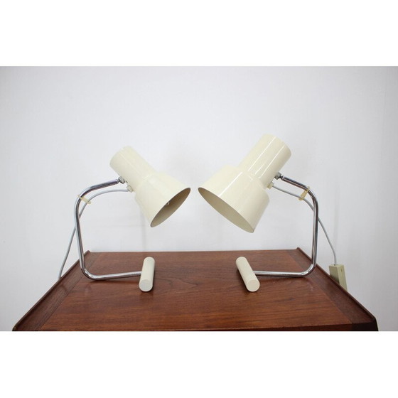 Image 1 of Coppia di lampade da tavolo vintage beige di Josef Hůrka per Napako, Cecoslovacchia 1970