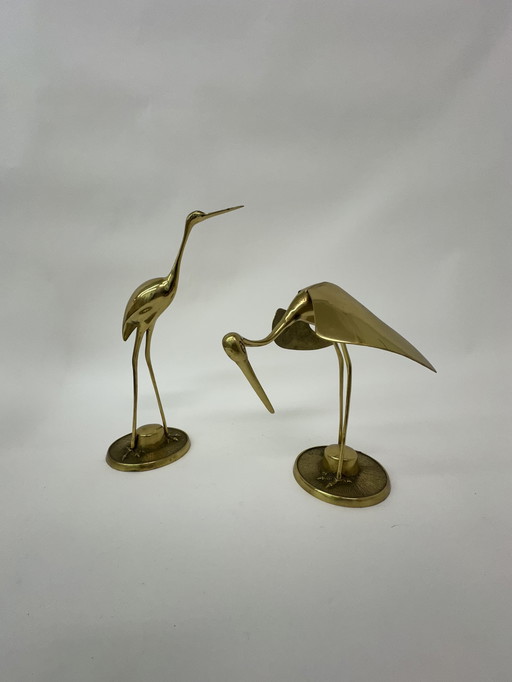 Set of 2 copper cranes from the 1970s