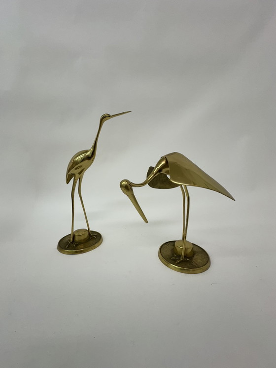 Image 1 of Set of 2 copper cranes from the 1970s