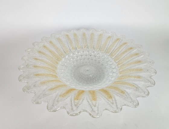 Image 1 of Murano - Xl Ceiling Light - Glass With Enclosed Gold Particles - Italy - 80'S