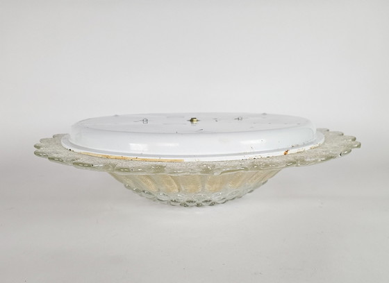 Image 1 of Murano - Xl Ceiling Light - Glass With Enclosed Gold Particles - Italy - 80'S