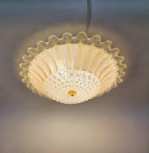 Murano - Xl Ceiling Light - Glass With Enclosed Gold Particles - Italy - 80'S